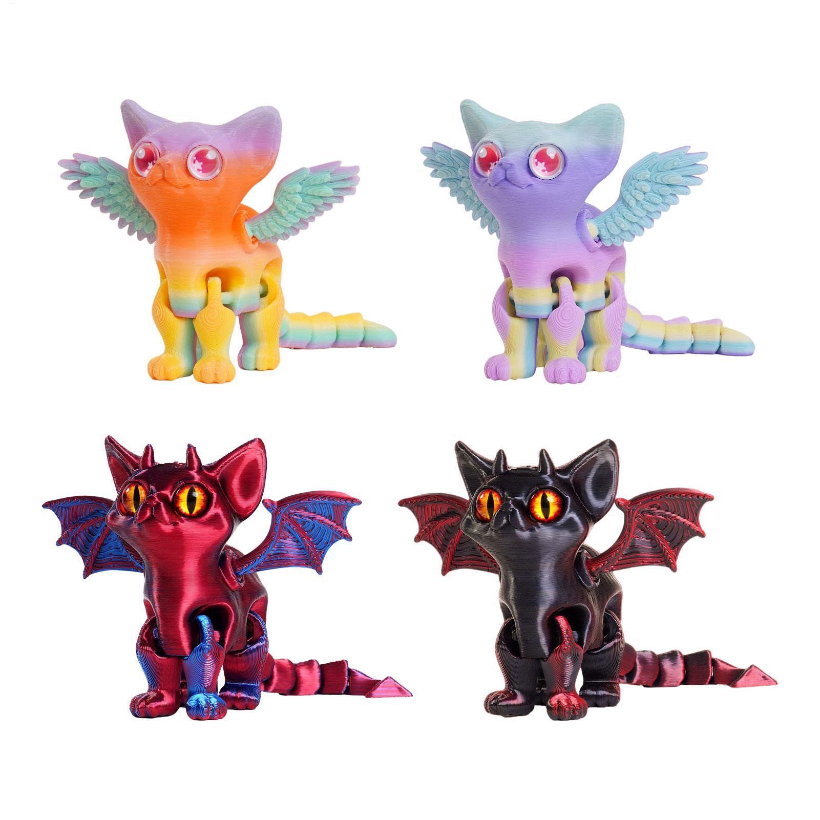 3D Printing Examples - 3D-geprinte dierenfiguur, 3D-geprinte kat, beweegbare ornament