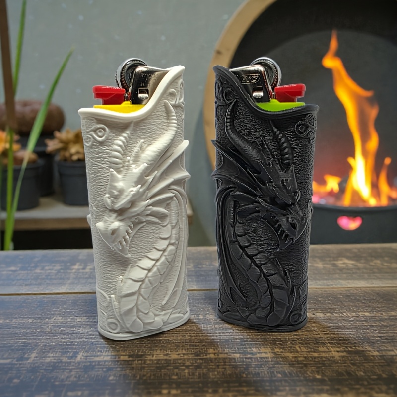 3D Printing Examples - Gotische geëmbosseerde draak aanstekerhoes 3D-geprint reliëf