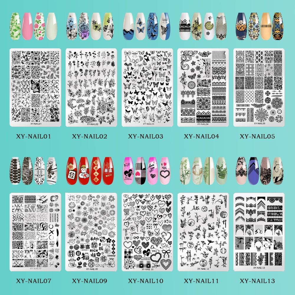 3D Printing Templates Free - NIEUW Roestvrijstalen nagelprintplaat Herbruikbare manicure nageloverdrachtsjabloon