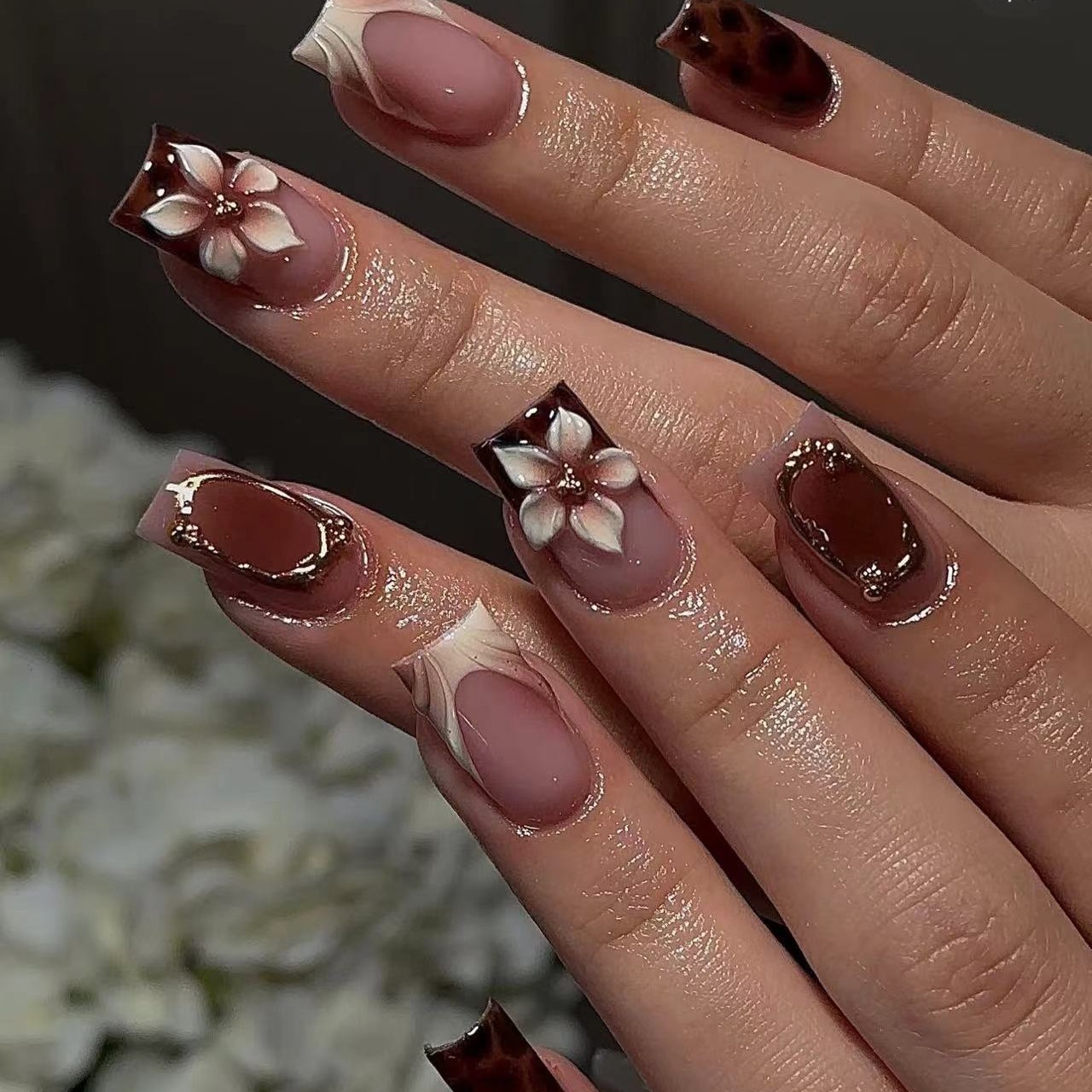 3D Printing Nails - Korte vierkante nepnagels voor dames, meisjesmode,